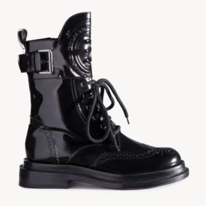 Leather Biker Boots With Logo