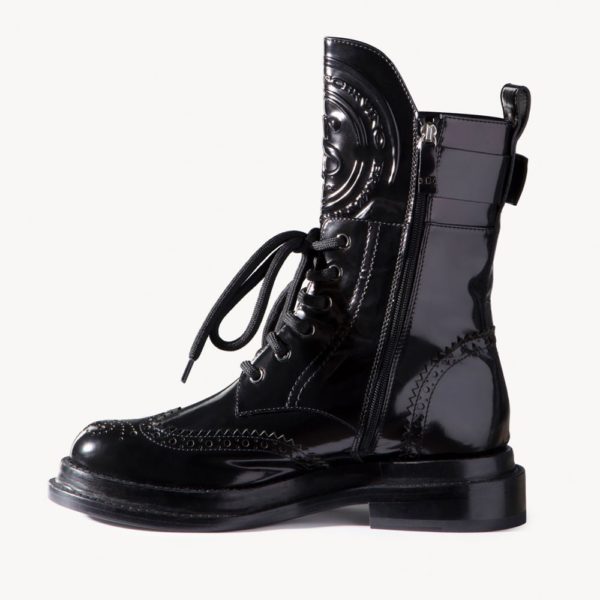 Leather Biker Boots With Logo