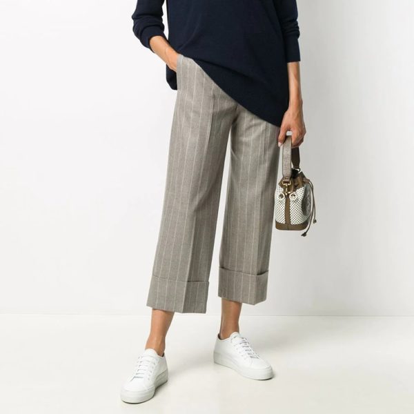 Pinstriped crop trousers