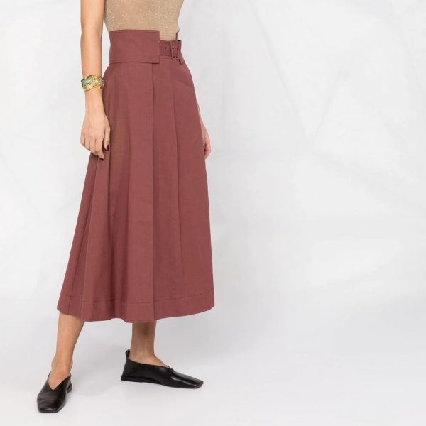 High-waisted flared maxi skirt